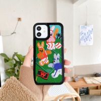 ins Korean Style Embroidery Bear and Rabbit Fashion nd for Apple 1211promax Phone Case 78plus Soft xr