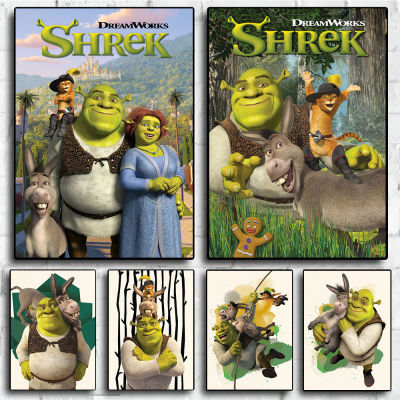 Shrek 2 Trio พิมพ์โปสเตอร์: การ์ตูนนามธรรมลาผ้าใบศิลปะสำหรับตกแต่งบ้าน,ศิลปะผนังที่ไม่ซ้ำกันสำหรับห้องนั่งเล่น