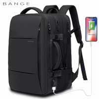 BANGE กระเป๋าเป้สะพายหลังโรงเรียนกระเป๋าเดินทางสะพายหลังผู้ชายกระเป๋าเป้ธุรกิจขยายได้ความจุมาก17.3แล็ปท็อปกันน้ำ