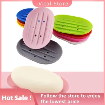 2Pcs Silicone Rubber Soap Saver Tray Case Dish Holder Stand Shower