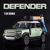 1:24 Scale Lands Rover Defender Off-road Vehicle SUV Alloy Model Car Diecast Model Simulation Sound Light Toys For Children