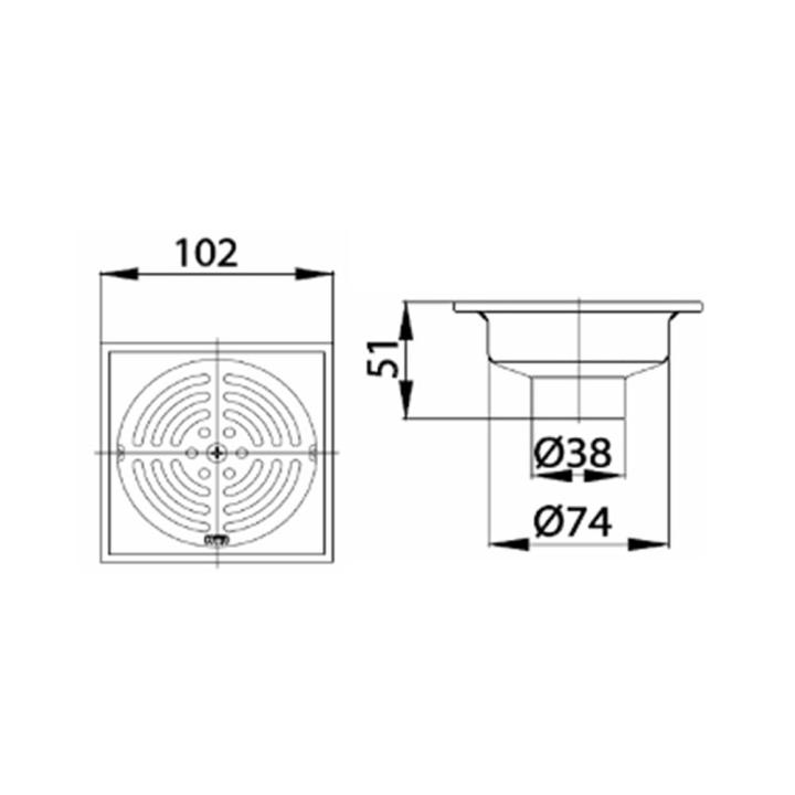 ตะแกรงกันกลิ่นเหลี่ยม-cotto-ct640z2p-hm-4-นิ้ว-ตะแกรงดักกลิ่น-anti-odor-floor-drain-cotto-ct640z2p-hm-square-4