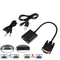 [LUNA electronic accessories] อะแดปเตอร์สายแปลงที่รองรับ VGA เป็น HDMI พร้อมเอาต์พุตเสียง1080P สาย HD อะแดปเตอร์ VGA HD สำหรับแล็ปท็อปพีซีไปยังโปรเจคเตอร์ HDTV