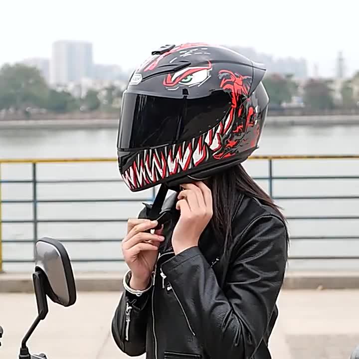 Motorcycle Helmet Women Moto Ear Personality Full Face Motor Helmets  Motocross