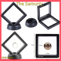 Samurry ✨Hot Sale✨ Car 70*70mm Black 3D Floating Jewelry Coin Display กรอบผู้ถือกล่องกรณี W/STAND