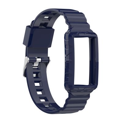 สำหรับ Fitbit Charge 3 SE ซิลิโคนหนึ่งเคสป้องกันสายนาฬิกาข้อมือ (สีกรมท่า) (ของตัวเอง)