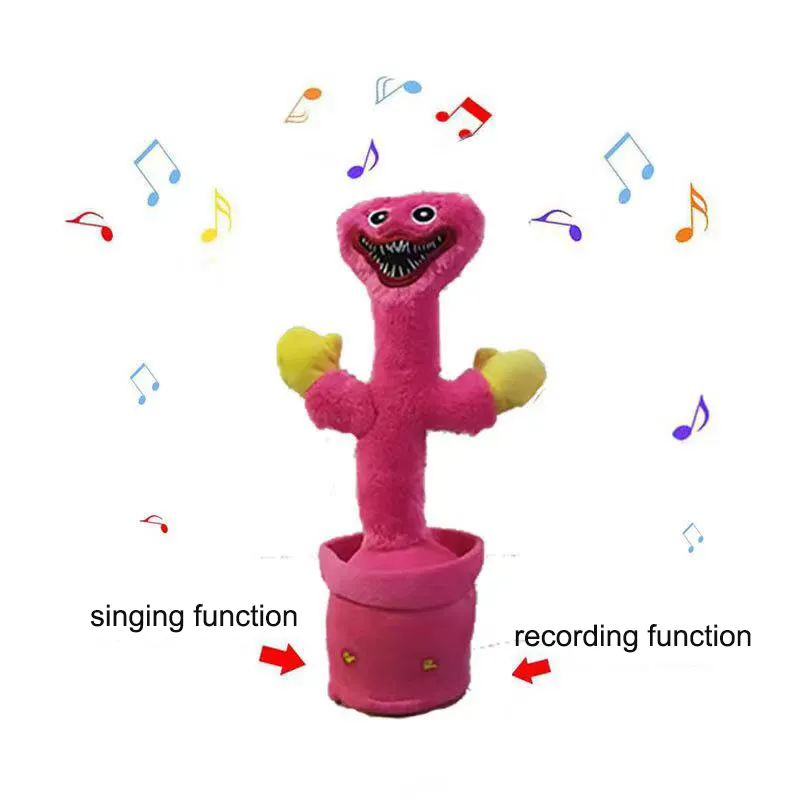 Qiaoxi Colorful Soft Plush Poppy Playtime Doll Singing Dancing Potted Shape  Tabletop Decoration Interesting Educational Toys For Kids (60 songs)