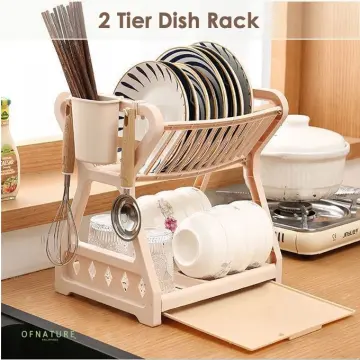 Kitchen Storage Rack Double Layer Dish Drainer Drying Rack With