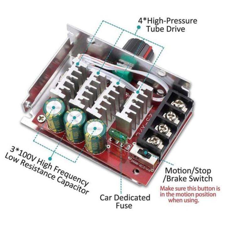 มอเตอร์แปรงถ่าน7-70v-โมดูลเครื่องควบคุมความเร็ว30a-dc-pwm-เครื่องควบคุมมอเตอร์บรัช12khz-พร้อมฟิวส์วิ่ง-หยุด-สายเบรกจักรยาน12v-24v-60v-70v-อุปกรณ์ไฟฟ้า