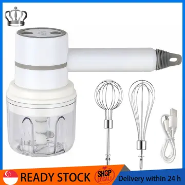 Wireless Food Mixers 2 In 1 Portable Electric Garlic Chopper Masher Whisk  Egg Beater 3-Speed Control Kitchen Handheld Frother