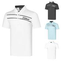 Titleist เสื้อยืดแขนสั้นผู้ชาย,เสื้อยืดกางเกงเล่นกอล์ฟสั้นเสื้อกลางแจ้งระบายอากาศแห้งเร็วสำหรับฤดูร้อนเสื้อโปโลกีฬา