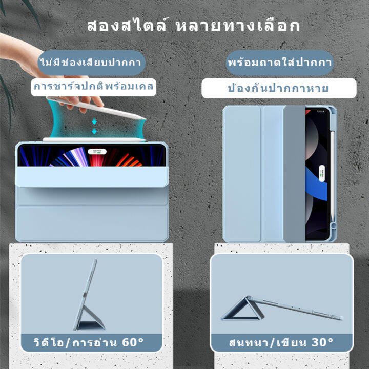 เคส-ipad-วัสดุอะคริลิคพร้อมช่องเสียบปากกาชาร์จฝาหลังโปร่งใส-เลนส์-air4-air5-10-9-pro11-2020-2021-gen7-gen8-gen9-10-2-mini6-gen5-gen6-9-7-drop-resistant