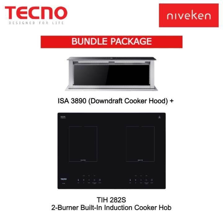 (HOOD + HOB) Tecno Downdraft Cooker Hood ISA 3890 + 2Burner BuiltIn