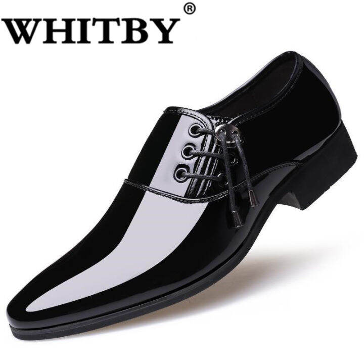 Brand WHITBY COD （3 Days Delivery）Smooth Shiny Leather Men's Classic