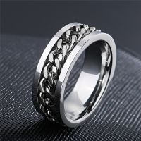 New Cool Stainless Steel Rotatable Couple Ring High Quality Spinner Chain Rotable Rings for Women Man Punk Jewelry Party Gift