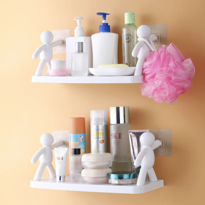 Creative Home Bathroom Storage Shelves Holder Cute Doll Villain Shelves Self-adhesive Kitchen Bathroom Cosmetics Storage Racks