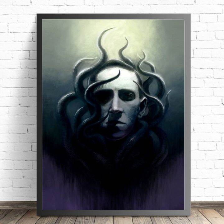 hp-lovecraft-surreal-portrait-โปสเตอร์และภาพพิมพ์-wall-art-ภาพวาดผ้าใบสำหรับตกแต่งห้องนั่งเล่นเหมาะสำหรับตกแต่งบ้าน-unframed-quadros