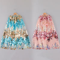 ? Popular Clothing Theme Store~ Childrens Flash Sequin Cloak Mermaid Princess Cloak Kindergarten Stage Costume Halloween Costume