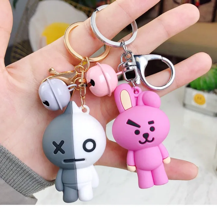 Kpop BTS BT21 Keychain Cute Bell CHIMMY MANG RJ Fashion Keyring Key ...