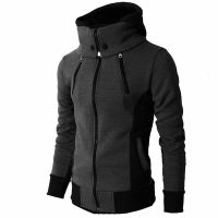 利2023 Zip Mens Jacket Fall Winter Casual Fleece Jacket Scarf Collar Fashion Slim Hoodie