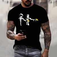 New T Shirt Black Tops For Men Banksy Pulp Fiction Inspired T-Shirt Cotton Banksey Graffiti Artist Cotton Tshirt Tee Shirt