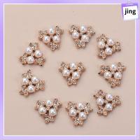 JING 10PCS ที่เป็นประกาย เครื่องประดับหมวก คริสตัล กระดุมมุก ปุ่ม Rhinestone กิ๊บติดผมไข่มุก เครื่องประดับศีรษะ