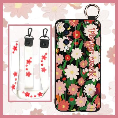 Original ring Phone Case For Huawei Honor70 New Arrival protective Wrist Strap Shockproof Lanyard Back Cover sunflower