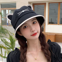 [hot]Cute Cartoon Cat Ears Women Bucket Hat Summer Outdoor Sun Hats Ladies Girls Panama Cap