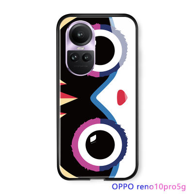 Serpens สำหรับ OPPO Reno10 Pro 5G เคสกันกระแทกหลังป้องกันเคสกระจกนิรภัยขอบนุ่มตาปีศาจน้อยน่ารัก