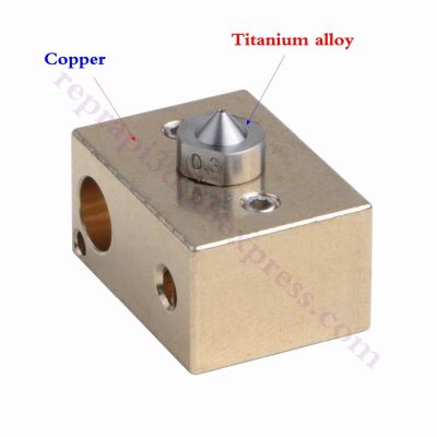 หัวพิมพ์ไทเทเนียมอัลลอยด์อุณหภูมิสูง3ชุดหัวพิมพ์ V6บล็อกป้องกันความร้อนทองแดง F/ Mk/prusa/titan Aero Hotend เครื่องพิมพ์3d