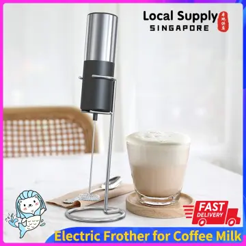 1pc Handheld Electric Milk Frother, Black, Electric Whisk Coffee Frother,  With 2 Replaceable Stainless Steel Whisk Heads, 3 Speeds, Usb Rechargeable  Foam Maker, Suitable For Coffee