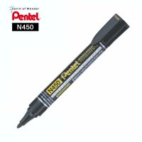 Pentel ปากกาเคมี ปากกา Permanent เพนเทล N450 เติมหมึกได้ - หมึกสีดำ