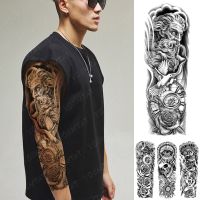 hot【DT】 Large Arm Sleeve Poseidon Temporary Tatoo Sticker Compass Men Fake Tato