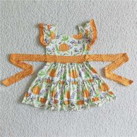 【CC】 Kids Twirl Dresses Pumpkin Printing Children Clothing Baby Child Flutter