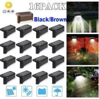 Solar Deck Lights 16 Pack Outdoor Step Lights Waterproof Led Solar Lights for Railing Stairs Step Fence Yard Patio and Pathway Outdoor Lighting