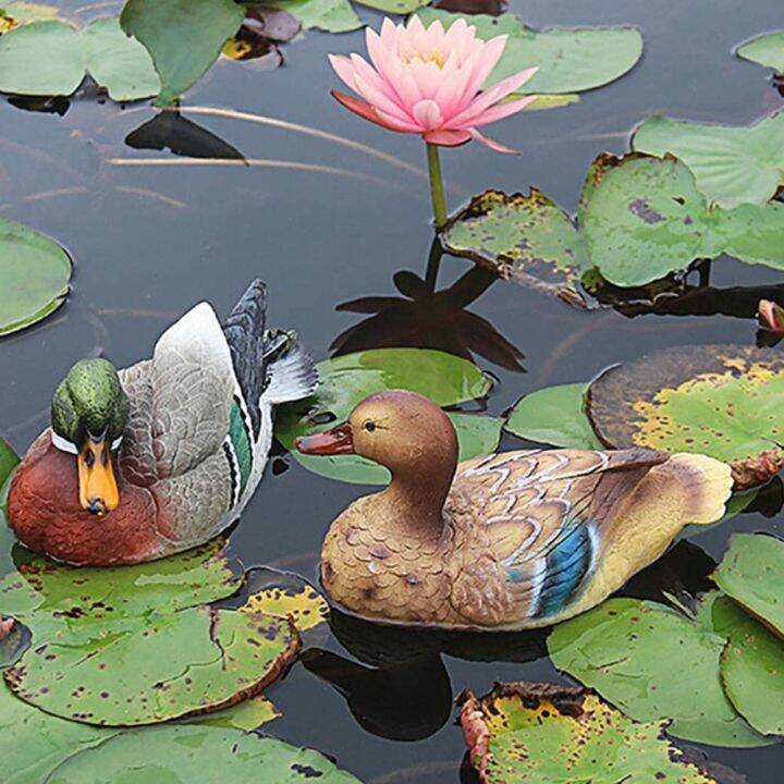 DFJET Not Fade Artificial Mandarin Duck Statue Realistic Floating Swan