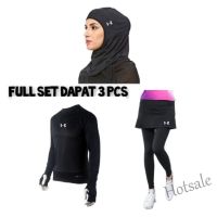 【hot sale】﹍ D19 Muslim Womens Sports Suits Long Sleeve Cuff Shirt Leggings And Hijab