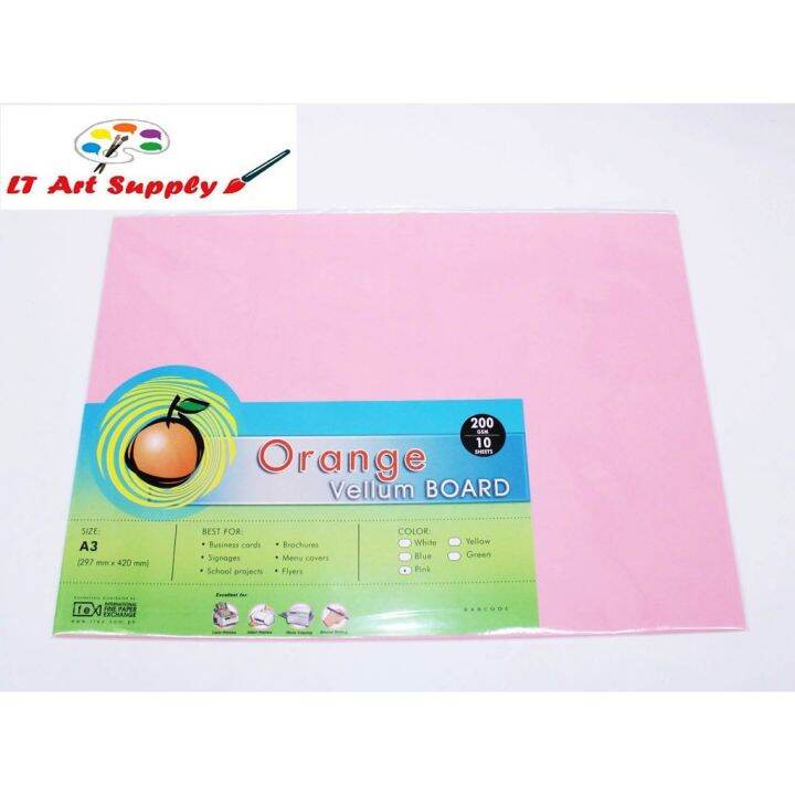 kodc68 10 Sheets Orange Vellum Board Colored Specialty Board 200gsm