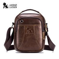 LAOSHIZI LUOSEN Portable Small Bag For Men Genuine Leather Crossbody Bag For Phone iPad Mens Bag