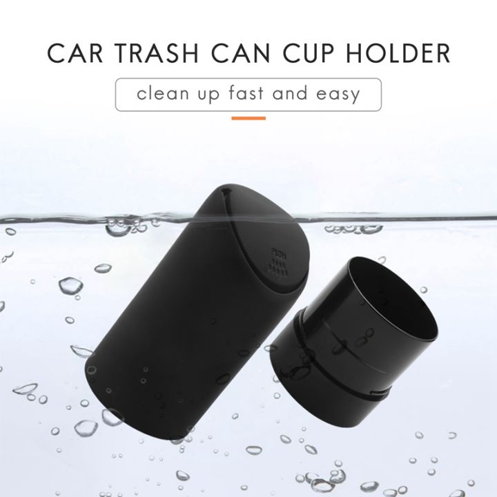 mini-trash-can-with-lid-for-car-cup-holder-washable-silicone-automotive-kitchen-and-office-mini-dust-holder-litter-rubbish-bin-black