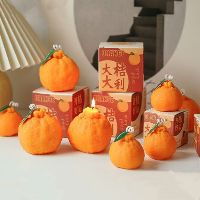 O•urHome [พร้อมส่ง] เทียนหอมสีส้ม orange candle ของขวัญเล็ก ๆ ที่สร้างสรรค์ ของตกแต่งบ้านแฮนด์เมด อุปกรณ์ประกอบฉากภาพ