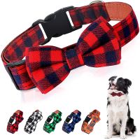 Dog Bow Tie Plaid Dog Collar Cat Bowtie Adjustable Soft Pet Bowknot Necklace for Small Medium Dogs Puppy Cat Best Gift Chihuahua Leashes