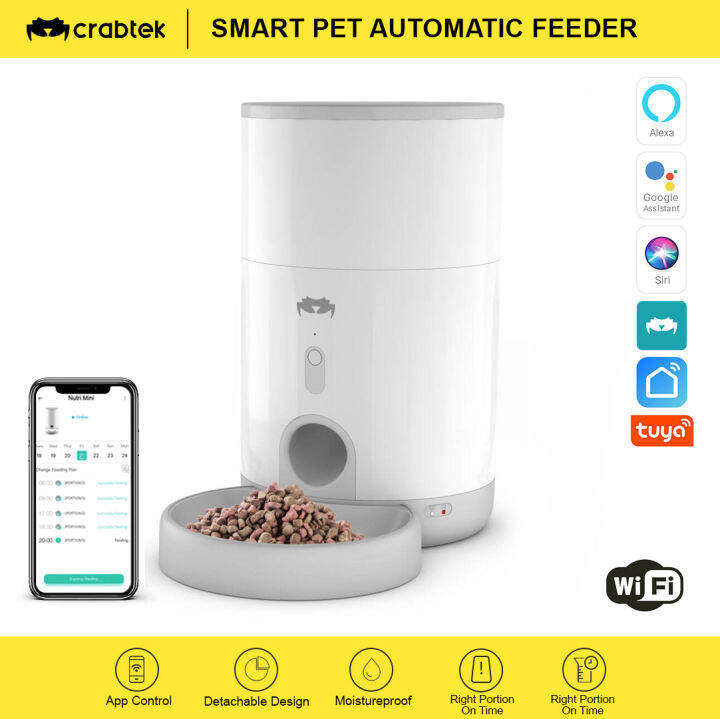 Crabtek WiFi Smart Pet Feeder Cat Food Automatic Feeder Dog Feeder with