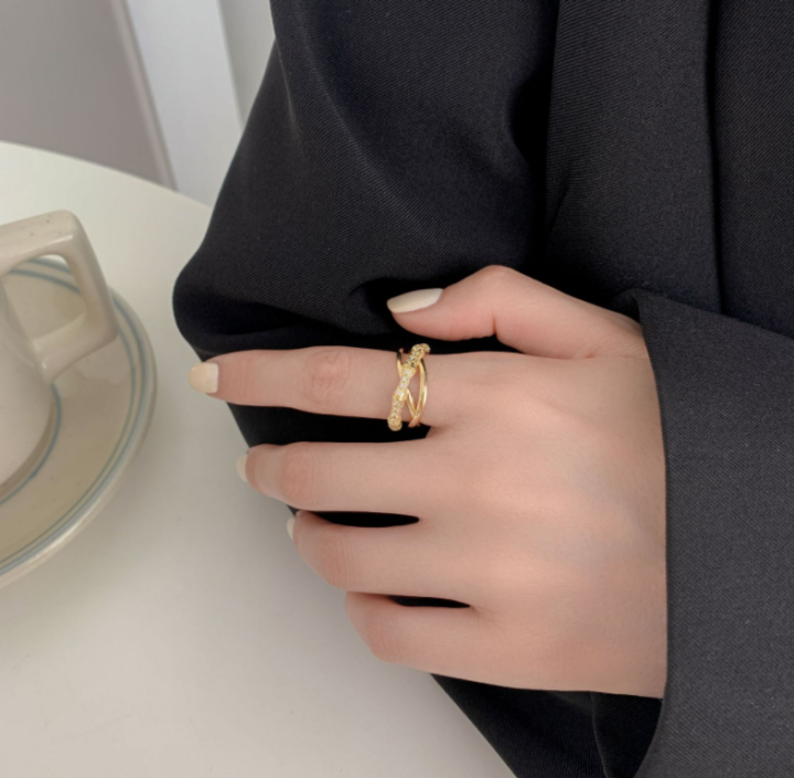 jyj001-แหวนแฟชั่นสไตล์เกาหลีเครื่องประดับแฟชั่นสตรีแหวนคริสตัลเพชรปรับขนาดแหวนของขวัญปาร์ตี้