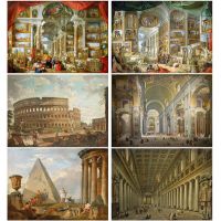 Giovanni Paulo Panini S Exquisite โบราณโรม &amp; Colosseum ภาพวาดสีน้ำมันทำสำเนา-Premium Wall Art โปสเตอร์สำหรับตกแต่งบ้าน1007