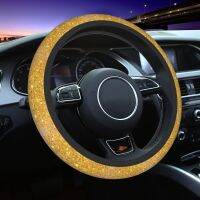 38cm Car Steering Wheel Cover Rose Gold Glitter Universal Auto Decoration Elastische Car Accessories