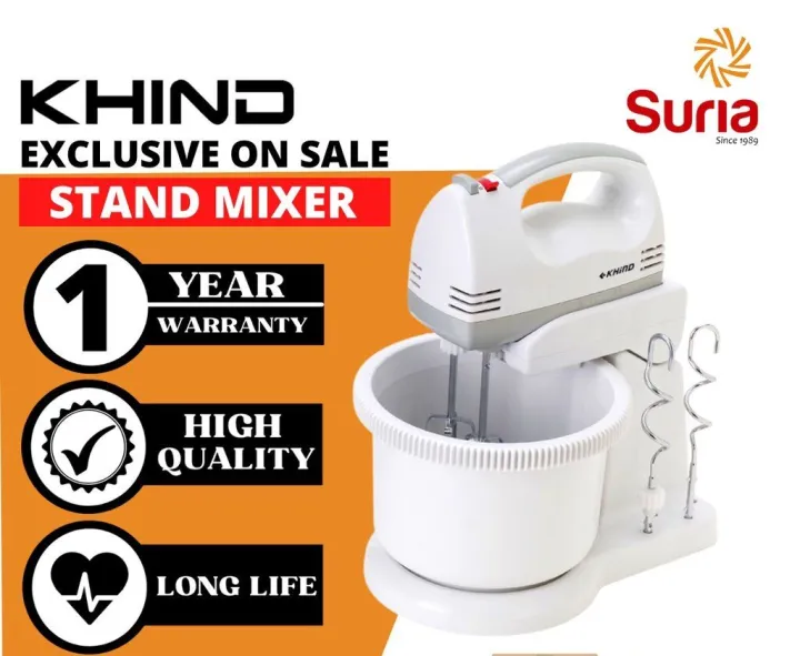 ( READY STOCK) Khind 2L 160W Stand Mixer with 5 Speed SM220 Lazada