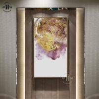 Nordic Home Room Decor: Modern Abstract Canvas Print Painting Poster In Pink And Gold Foil For Porch And Hallway Large Size