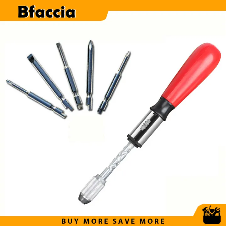 Bfaccia Multifunctional Push Pull Ratchet Screwdriver Set 6 in 1 Press