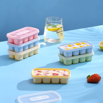 Kitchen ice tray with lid DIY silicone ice cube mold baby food supplement box chocolate-mould leak-proof kitchen gadgets Ice Maker Ice Cream Moulds
